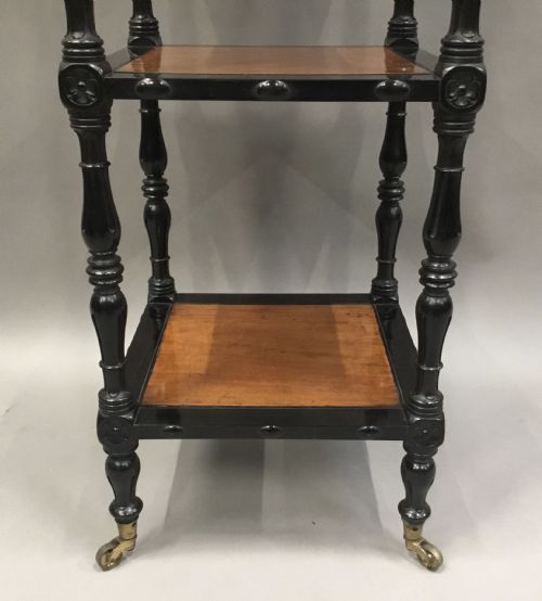 C19TH CELONESE EBONY AND SATINWOOD ETAGERE WHATNOT - ADDITIONAL PHOTO 13