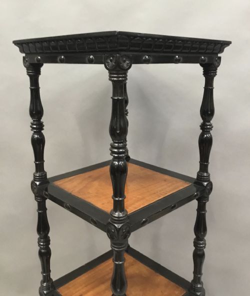 C19TH CELONESE EBONY AND SATINWOOD ETAGERE WHATNOT - ADDITIONAL PHOTO 14
