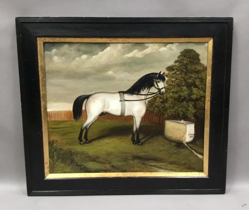C19th Naive Oil Painting of a Stallion / Horse; "Pride of England" by T Benson