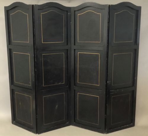 C19TH PAINTED LEATHER FOUR FOLD SCREEN - ADDITIONAL PHOTO 6