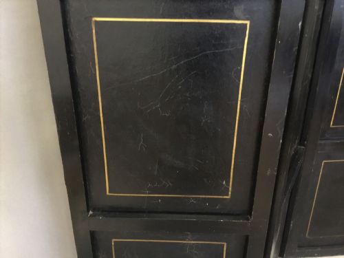 C19TH PAINTED LEATHER FOUR FOLD SCREEN - ADDITIONAL PHOTO 16