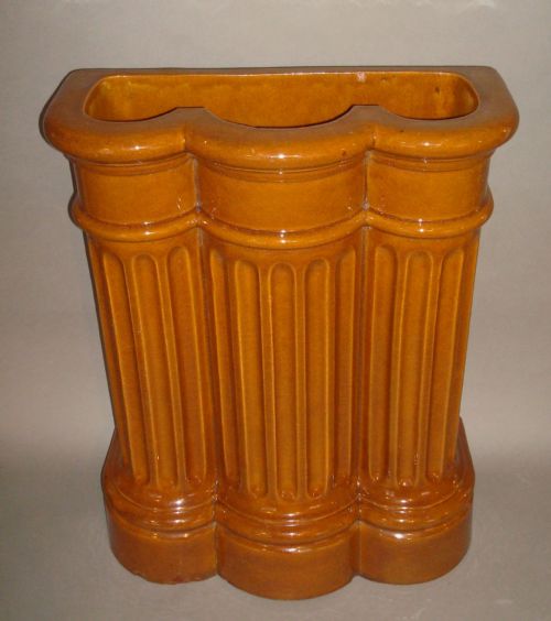 RARE C19TH GLAZED POTTERY MAJOLICA STICK AND UMBRELLA STAND - ADDITIONAL PHOTO 3