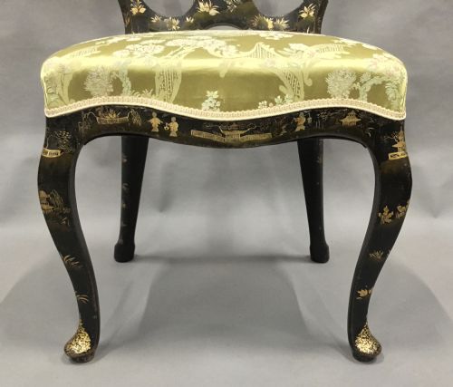 C18TH PAIR OF DUTCH LACQUERED SIDE CHAIRS GOOD ORIGINAL GILT DECORATION - ADDITIONAL PHOTO 2