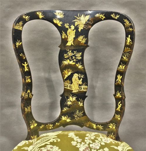 C18TH PAIR OF DUTCH LACQUERED SIDE CHAIRS GOOD ORIGINAL GILT DECORATION - ADDITIONAL PHOTO 3