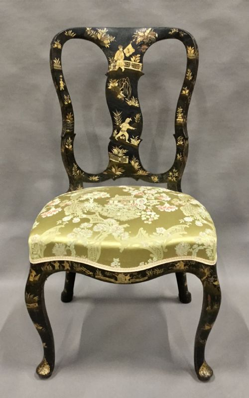 C18TH PAIR OF DUTCH LACQUERED SIDE CHAIRS GOOD ORIGINAL GILT DECORATION - ADDITIONAL PHOTO 5