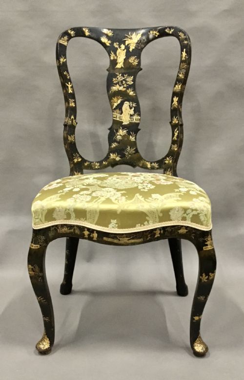 C18TH PAIR OF DUTCH LACQUERED SIDE CHAIRS GOOD ORIGINAL GILT DECORATION - ADDITIONAL PHOTO 7