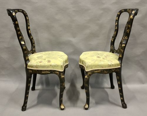 C18TH PAIR OF DUTCH LACQUERED SIDE CHAIRS GOOD ORIGINAL GILT DECORATION - ADDITIONAL PHOTO 8