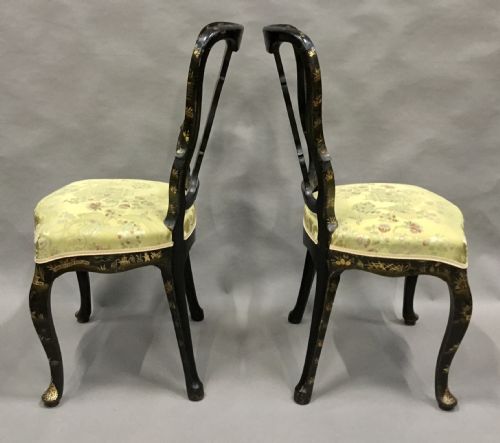C18TH PAIR OF DUTCH LACQUERED SIDE CHAIRS GOOD ORIGINAL GILT DECORATION - ADDITIONAL PHOTO 9