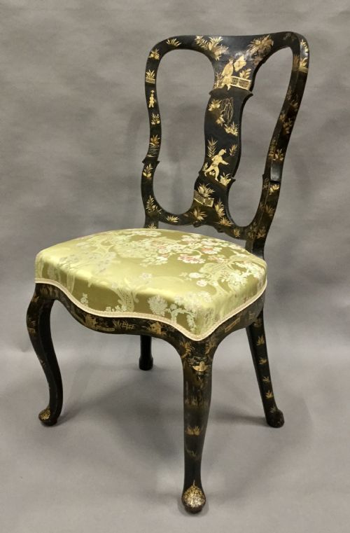 C18TH PAIR OF DUTCH LACQUERED SIDE CHAIRS GOOD ORIGINAL GILT DECORATION - ADDITIONAL PHOTO 10