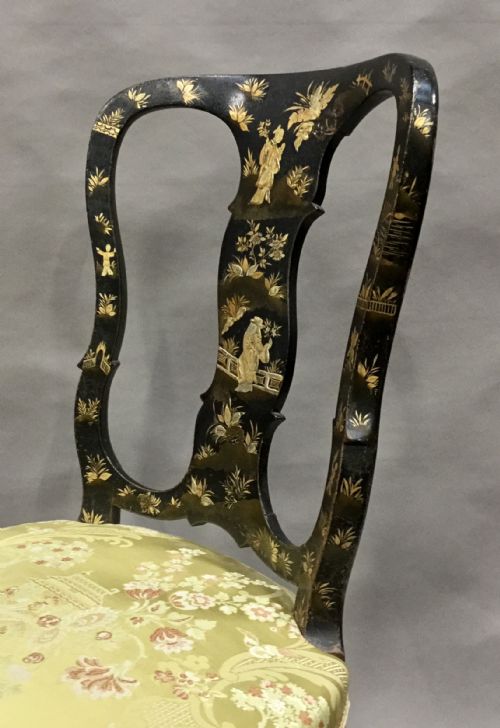 C18TH PAIR OF DUTCH LACQUERED SIDE CHAIRS GOOD ORIGINAL GILT DECORATION - ADDITIONAL PHOTO 13