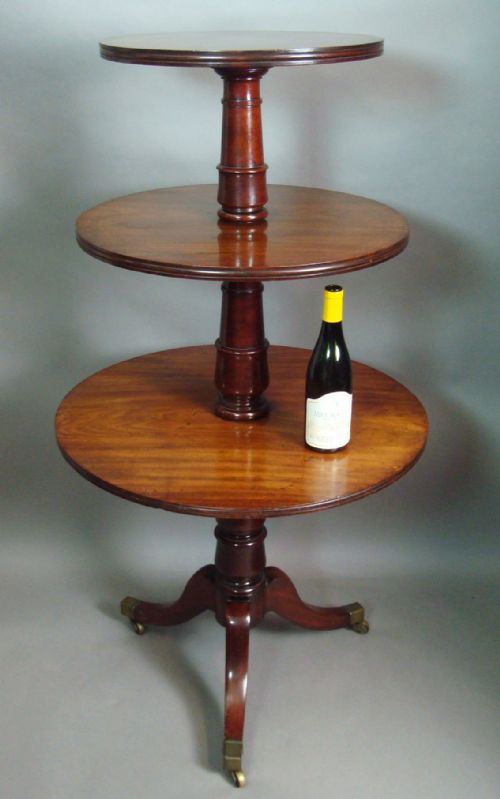 LARGE REGENCY MAHOGANY THREE TIER DUMB WAITER OF UNUSUAL GRAND PROPORTIONS - ADDITIONAL PHOTO 1