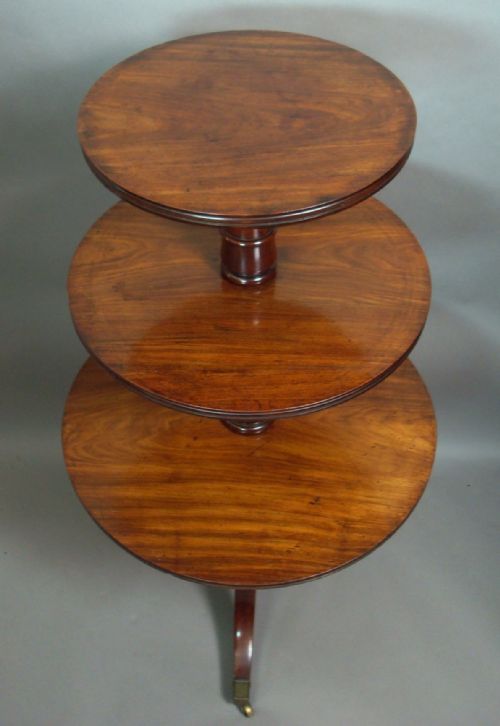 LARGE REGENCY MAHOGANY THREE TIER DUMB WAITER OF UNUSUAL GRAND PROPORTIONS - ADDITIONAL PHOTO 2