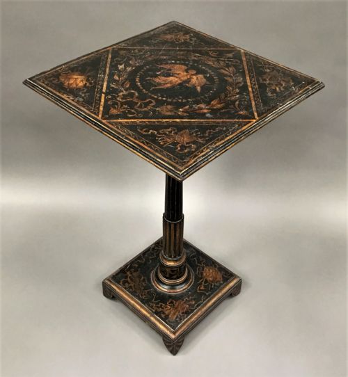 REGENCY NEOCLASSICAL PAINTED PEDESTAL OCCASIONAL TABLE IN THE MANNER OF THOMAS HOPE - ADDITIONAL PHOTO 1