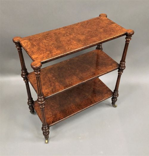 Excellent Quality C19th English Burr Walnut Etagere; Attributed to Holland and Sons