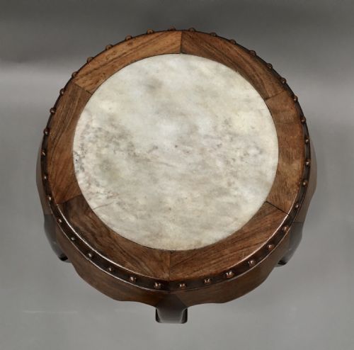 C19TH CHINESE HONGMU LOW OCCASIONAL TABLE STAND OF UNUSUAL BARREL FORM - ADDITIONAL PHOTO 4