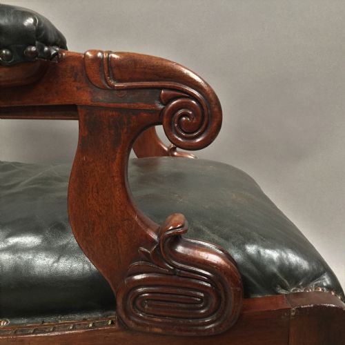 LATE REGENCY MAHOGANY LEATHER DAWS LIBRARY CHAIR BY ROBERT DAWS LONDON - ADDITIONAL PHOTO 15