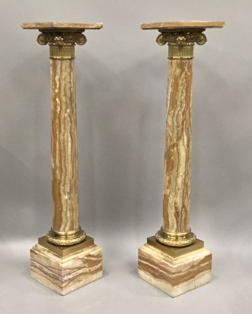 C19TH PAIR OF MARBLE AND ORMOLU PEDESTAL COLUMNS IN THE NEOCLASSICAL MANNER - ADDITIONAL PHOTO 2