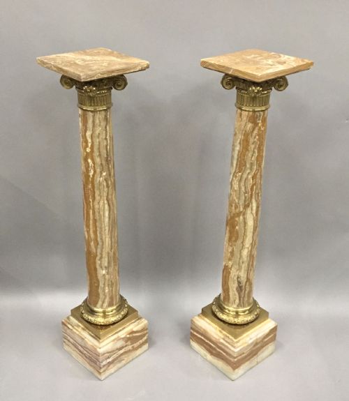 C19TH PAIR OF MARBLE AND ORMOLU PEDESTAL COLUMNS IN THE NEOCLASSICAL MANNER - ADDITIONAL PHOTO 8