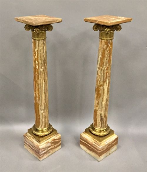 C19TH PAIR OF MARBLE AND ORMOLU PEDESTAL COLUMNS IN THE NEOCLASSICAL MANNER - ADDITIONAL PHOTO 9