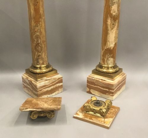 C19TH PAIR OF MARBLE AND ORMOLU PEDESTAL COLUMNS IN THE NEOCLASSICAL MANNER - ADDITIONAL PHOTO 11