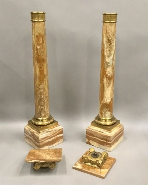 C19TH PAIR OF MARBLE AND ORMOLU PEDESTAL COLUMNS IN THE NEOCLASSICAL MANNER - ADDITIONAL PHOTO 12