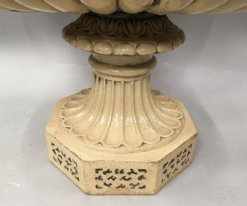 C19TH LARGE GLAZED TERRACOTTA GARDEN URN WINE CISTERN BY LIPSCOMBE CO - ADDITIONAL PHOTO 3