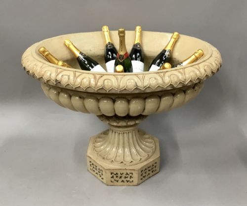 C19TH LARGE GLAZED TERRACOTTA GARDEN URN WINE CISTERN BY LIPSCOMBE CO - ADDITIONAL PHOTO 5