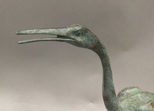 EARLY C20TH GOOD SCALE BRONZE CRANE - ADDITIONAL PHOTO 2
