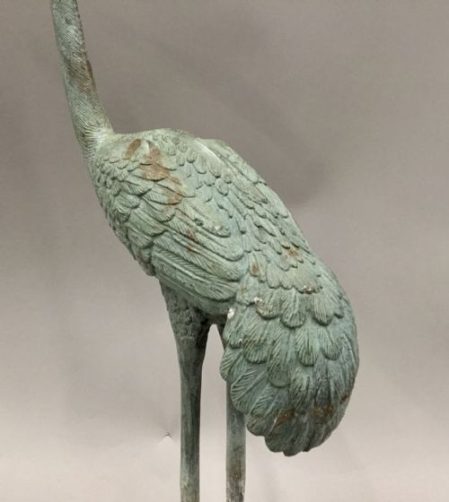 EARLY C20TH GOOD SCALE BRONZE CRANE - ADDITIONAL PHOTO 3