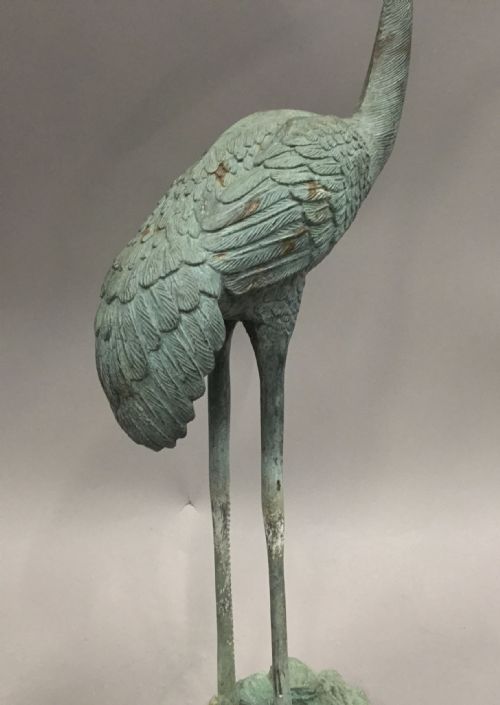 EARLY C20TH GOOD SCALE BRONZE CRANE - ADDITIONAL PHOTO 4