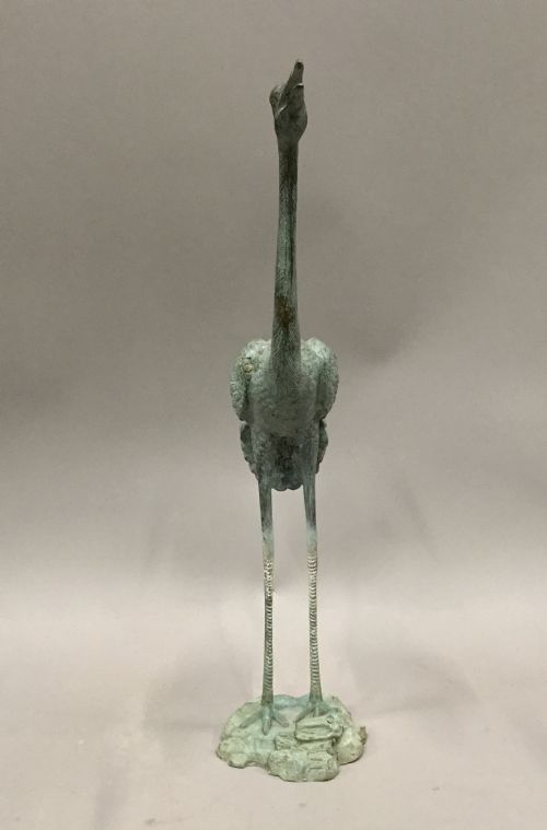 EARLY C20TH GOOD SCALE BRONZE CRANE - ADDITIONAL PHOTO 5