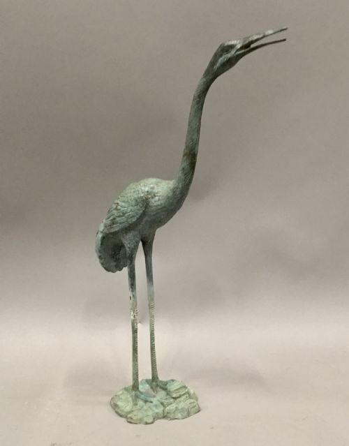 EARLY C20TH GOOD SCALE BRONZE CRANE - ADDITIONAL PHOTO 6