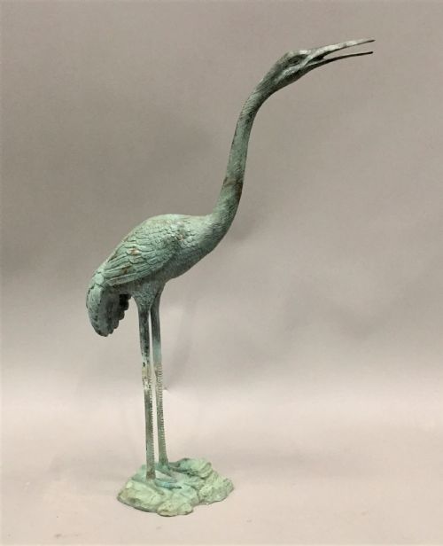 EARLY C20TH GOOD SCALE BRONZE CRANE - ADDITIONAL PHOTO 7