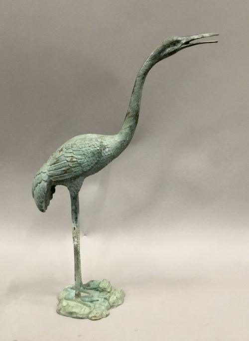 EARLY C20TH GOOD SCALE BRONZE CRANE - ADDITIONAL PHOTO 8