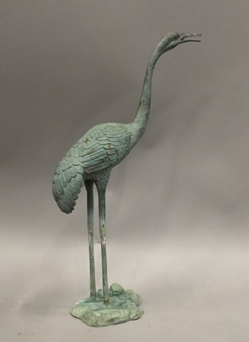 EARLY C20TH GOOD SCALE BRONZE CRANE - ADDITIONAL PHOTO 9