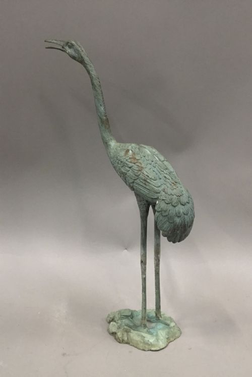 EARLY C20TH GOOD SCALE BRONZE CRANE - ADDITIONAL PHOTO 11