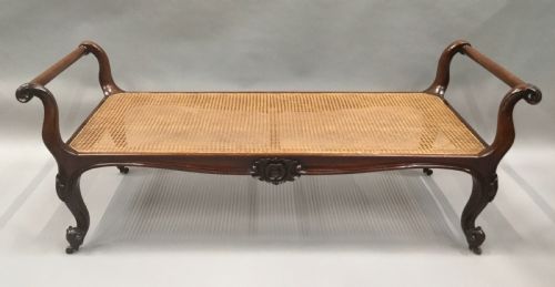MID C19TH MAHOGANY LARGE WINDOW SEAT CENTRE STOOL - ADDITIONAL PHOTO 1