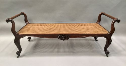 MID C19TH MAHOGANY LARGE WINDOW SEAT CENTRE STOOL - ADDITIONAL PHOTO 6