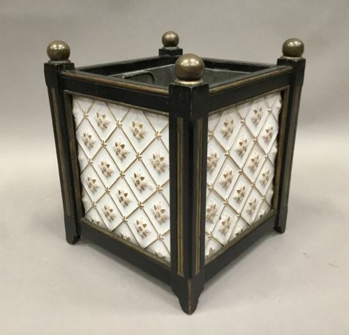 C19TH PAIR OF SQUARE JARDINIERES PLANTERS WITH ORIGINAL MINTON PANELS - ADDITIONAL PHOTO 4