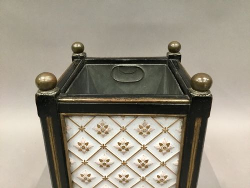 C19TH PAIR OF SQUARE JARDINIERES PLANTERS WITH ORIGINAL MINTON PANELS - ADDITIONAL PHOTO 6