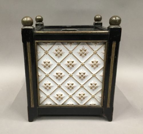 C19TH PAIR OF SQUARE JARDINIERES PLANTERS WITH ORIGINAL MINTON PANELS - ADDITIONAL PHOTO 7