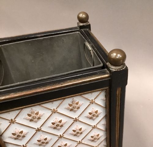 C19TH PAIR OF SQUARE JARDINIERES PLANTERS WITH ORIGINAL MINTON PANELS - ADDITIONAL PHOTO 17