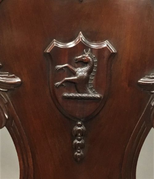 GEORGE IV SUBSTANTIAL PAIR OF MAHOGANY HALL CHAIRS WITH WELL CARVED HIPPOCAMPUS ARMORIALS - ADDITIONAL PHOTO 12