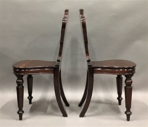 GEORGE IV SUBSTANTIAL PAIR OF MAHOGANY HALL CHAIRS WITH WELL CARVED HIPPOCAMPUS ARMORIALS - ADDITIONAL PHOTO 18