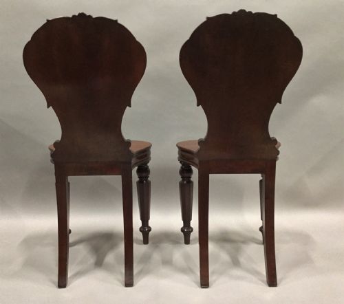 GEORGE IV SUBSTANTIAL PAIR OF MAHOGANY HALL CHAIRS WITH WELL CARVED HIPPOCAMPUS ARMORIALS - ADDITIONAL PHOTO 21