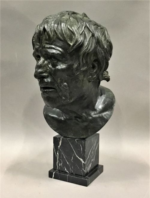 fig 1. C19th bronze bust of Seneca; near life size with a good rich patination