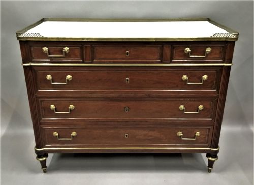 LATE C18TH LOUIS XVI NEOCLASSICAL FIGURED MAHOGANY COMMODE - ADDITIONAL PHOTO 4