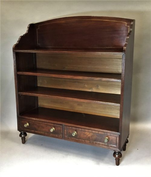 Regency Figured Mahogany Open Bookcase; Attributed to Gillows of Excellent Quality