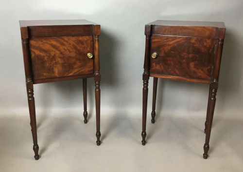 Regency Pair of Mahogany Bedside Cabinets / Cupboards