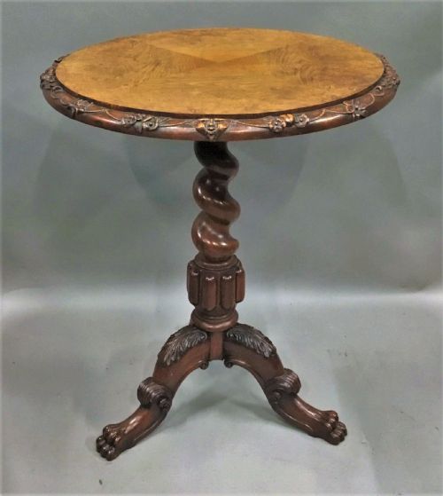 GEORGE IV IRISH POLLARD OAK TRIPOD OCCASIONAL TABLE - ADDITIONAL PHOTO 1